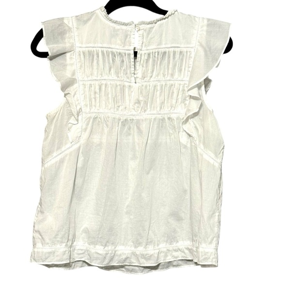 RAILS Filomena Sleeveless Ruffled Pin Tucked Cotton Lightweight White Blouse - Picture 8 of 13